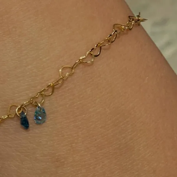 Heart link chain with two small charms